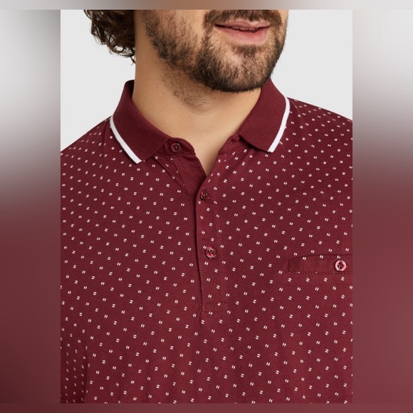 Johnny Bigg Collared Short Sleeve Shirt, Burgundy Taylor Print Polo, NWT, XL - Picture 3 of 7